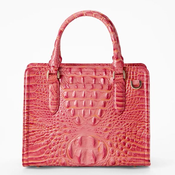 NWT ✅ Brahmin CORAL SNAPDRAGON Melbourne Leather Satchel ⭐ NEW, CARDS, DUST BAG - Picture 4 of 8